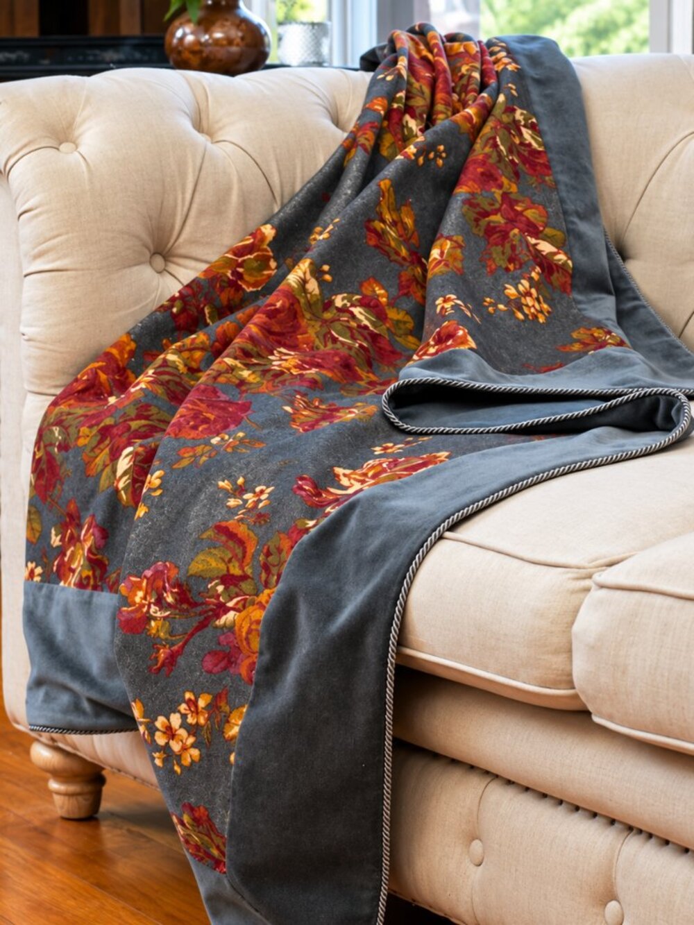 Victorian Rose Velvet Throw Blanket | April Cornell